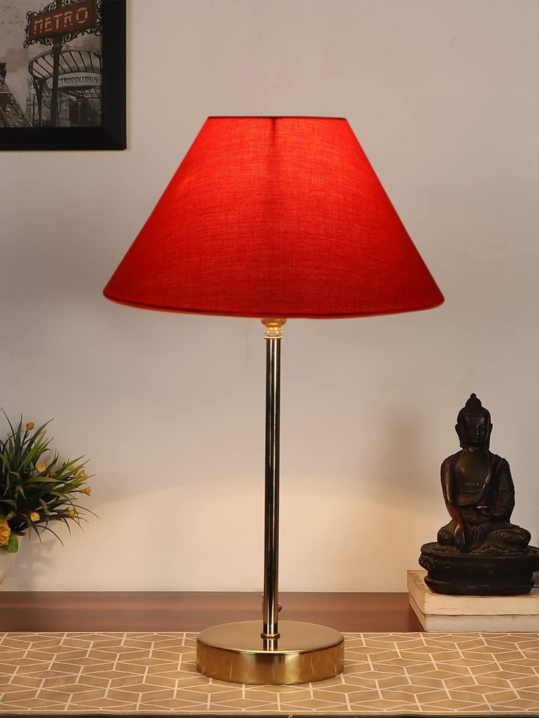 Orange Cotton with Metal Gold Table Lamp(AG