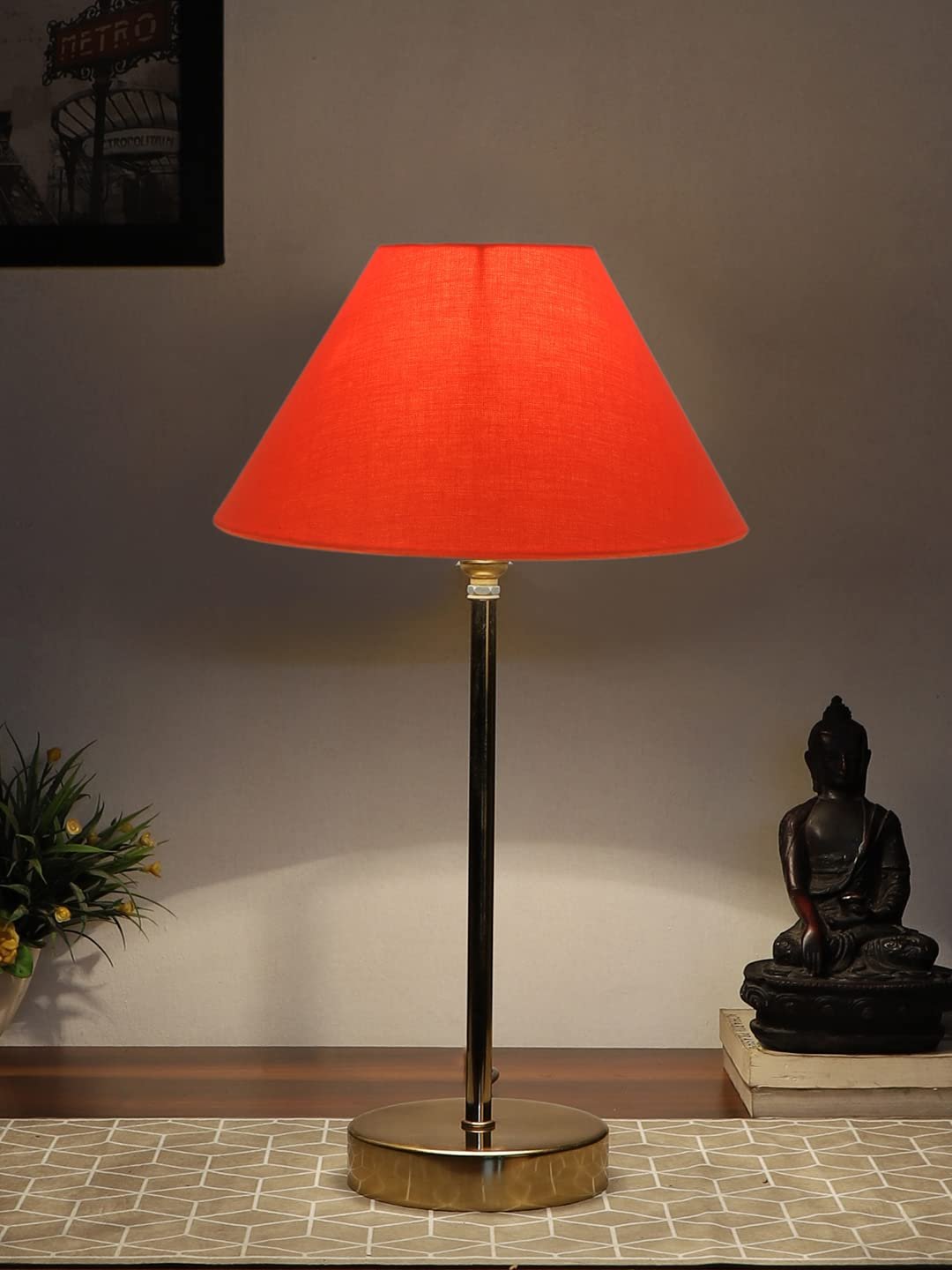 Orange Cotton with Metal Gold Table Lamp(AG