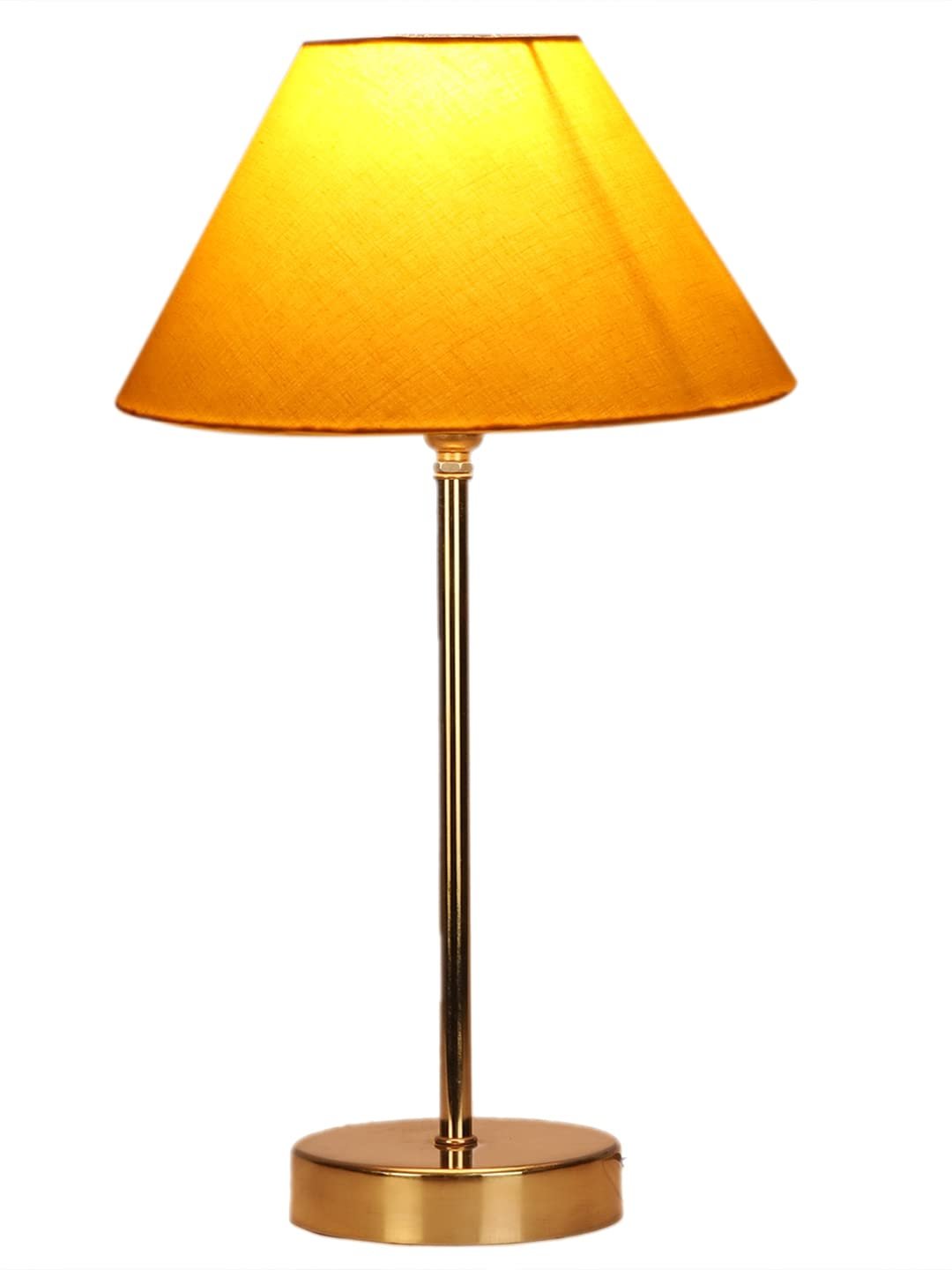 Yellow Cotton with Metal Gold Table Lamp-AH