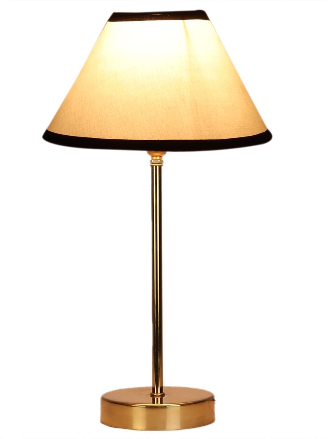 White & Black Cotton with Metal Gold Table Lamp-AS