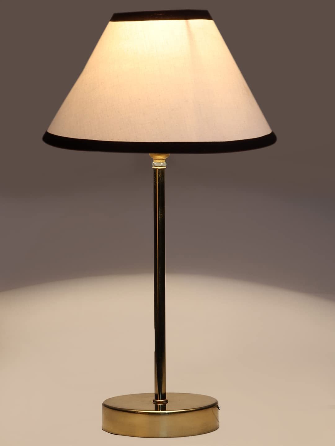 White & Black Cotton with Metal Gold Table Lamp-AS