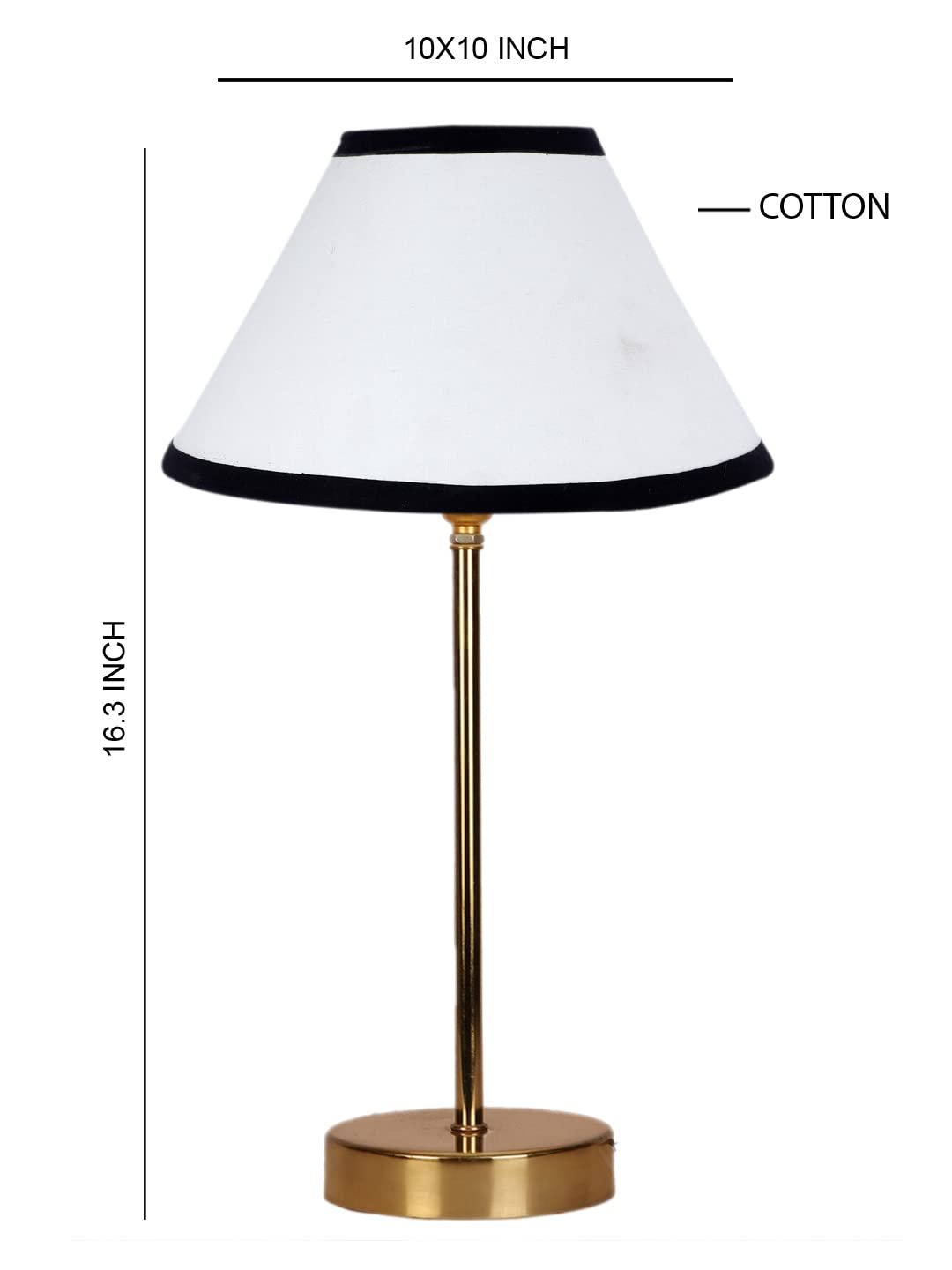 White & Black Cotton with Metal Gold Table Lamp-AS