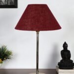 Maroon Jute with Metal Gold Table Lamp(BA