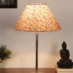 Multicolor Cotton with Metal Gold Table Lamp-BG