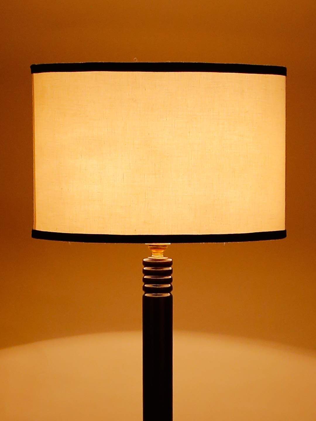 Multicolor Cotton Drum Shade Wood Brown Table Floor lamp