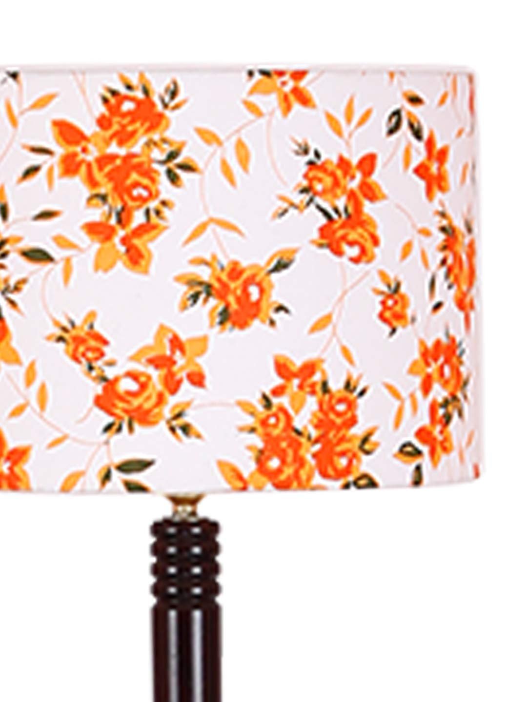 Multicolor Cotton Drum Shade Wood Brown Table Floor lamp