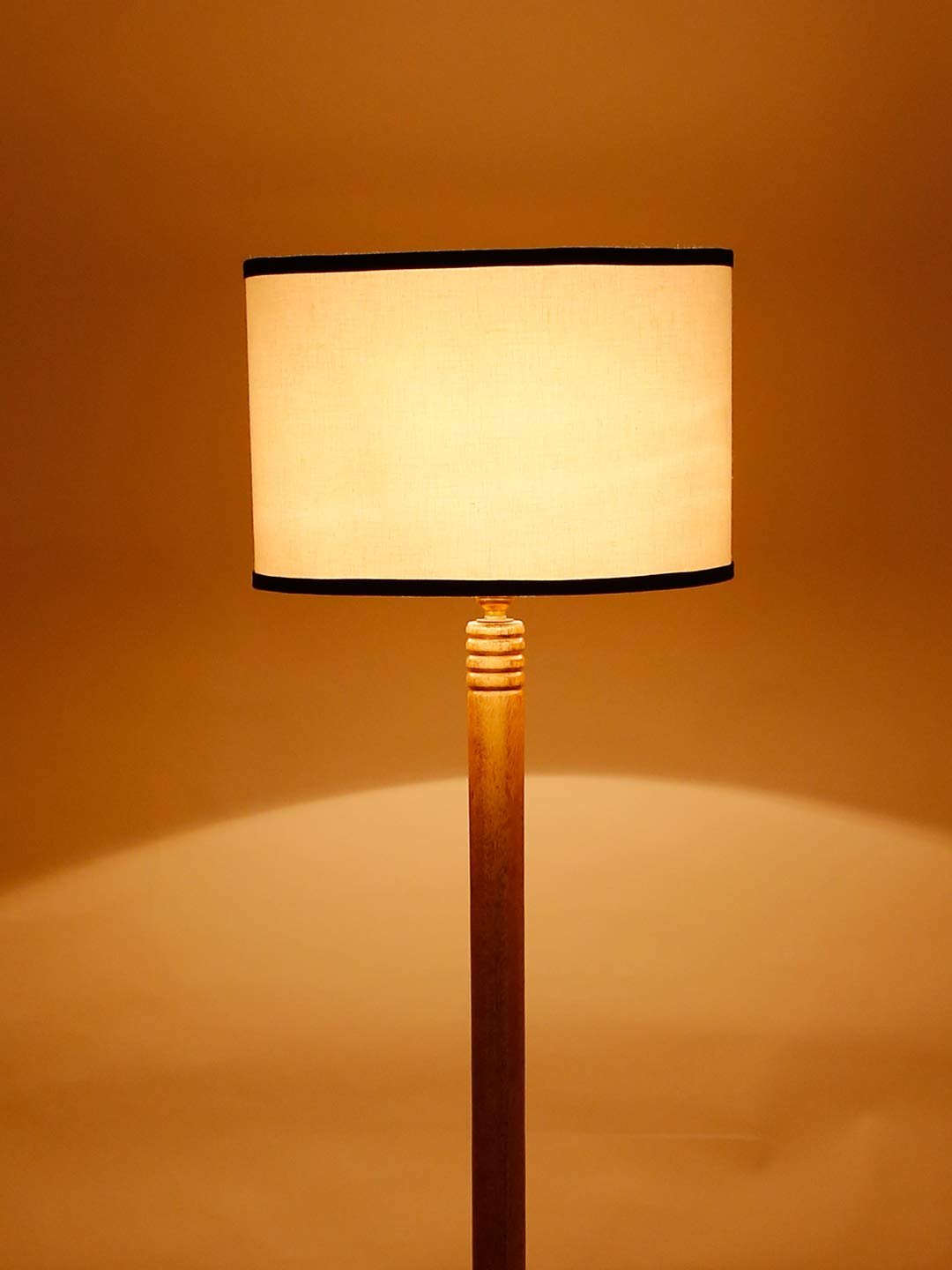 Multicolor Cotton Drum Shade Wood Natural Table Floor lamp