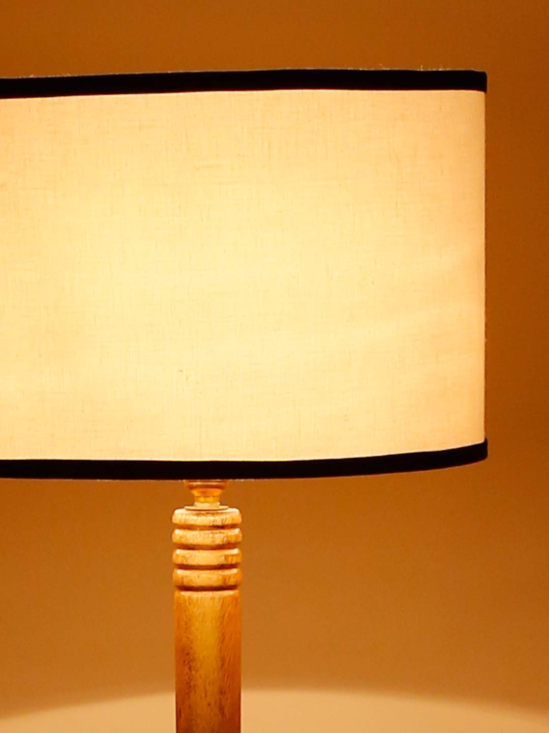 Multicolor Cotton Drum Shade Wood Natural Table Floor lamp