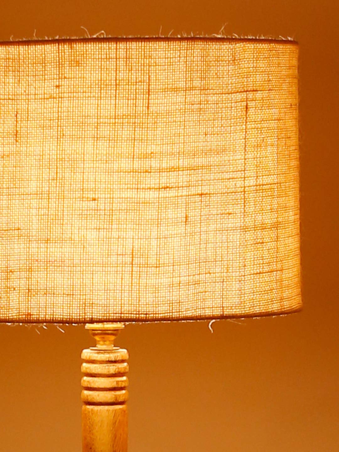 White Jute Drum Shade Wood Natural Table Floor lamp