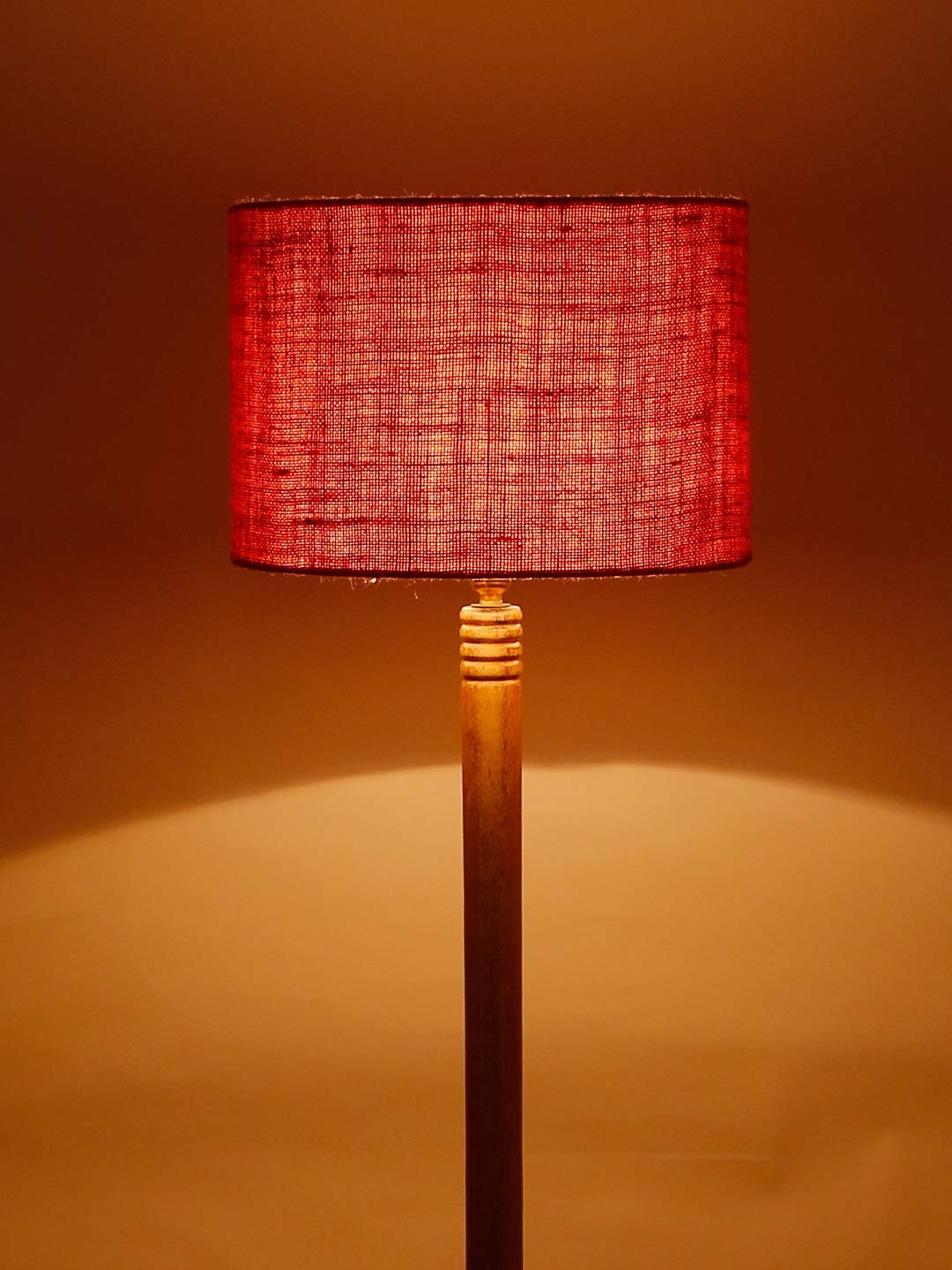 Pink Jute Drum Shade Wood Natural Table Floor lamp