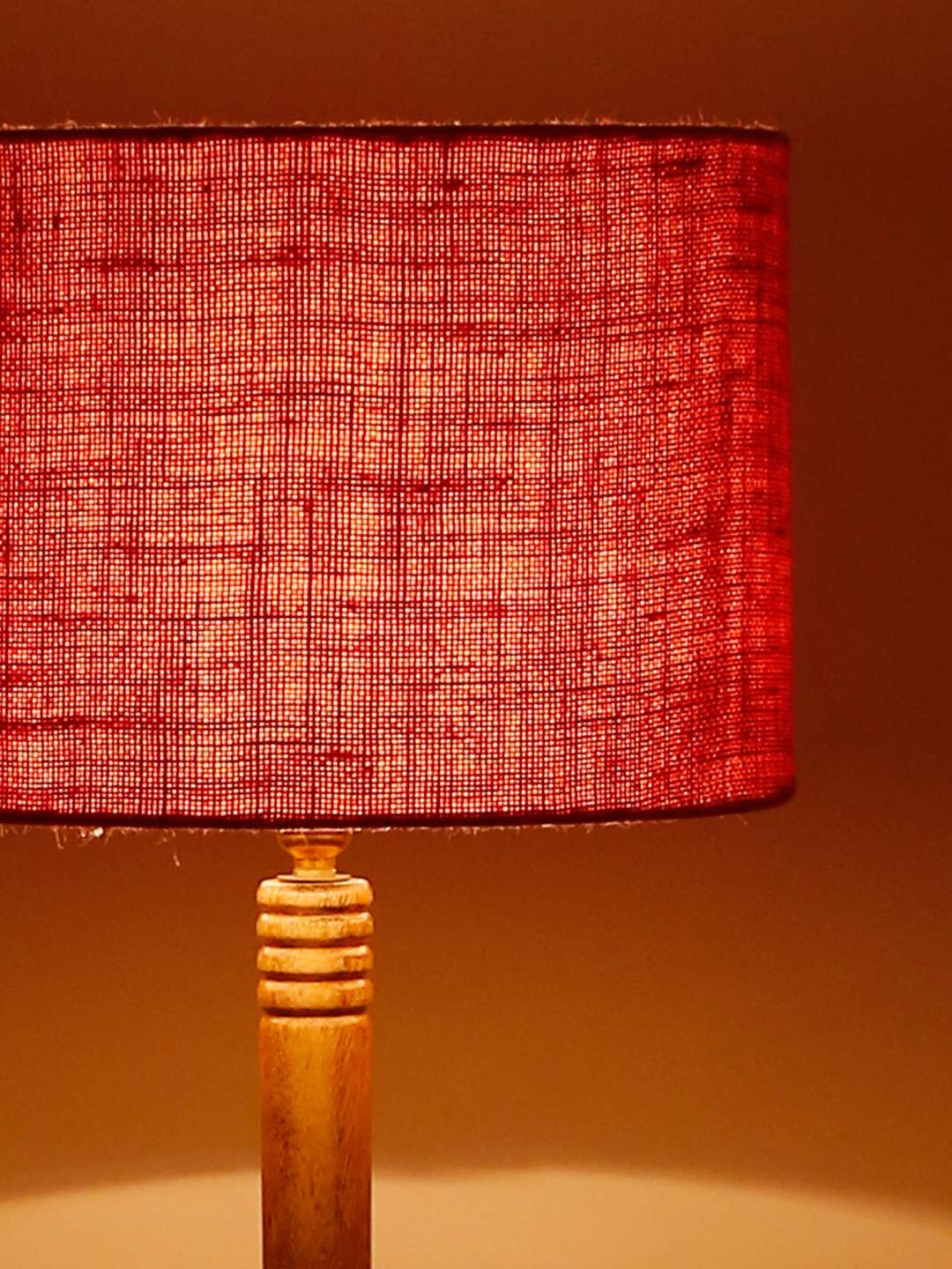 Pink Jute Drum Shade Wood Natural Table Floor lamp
