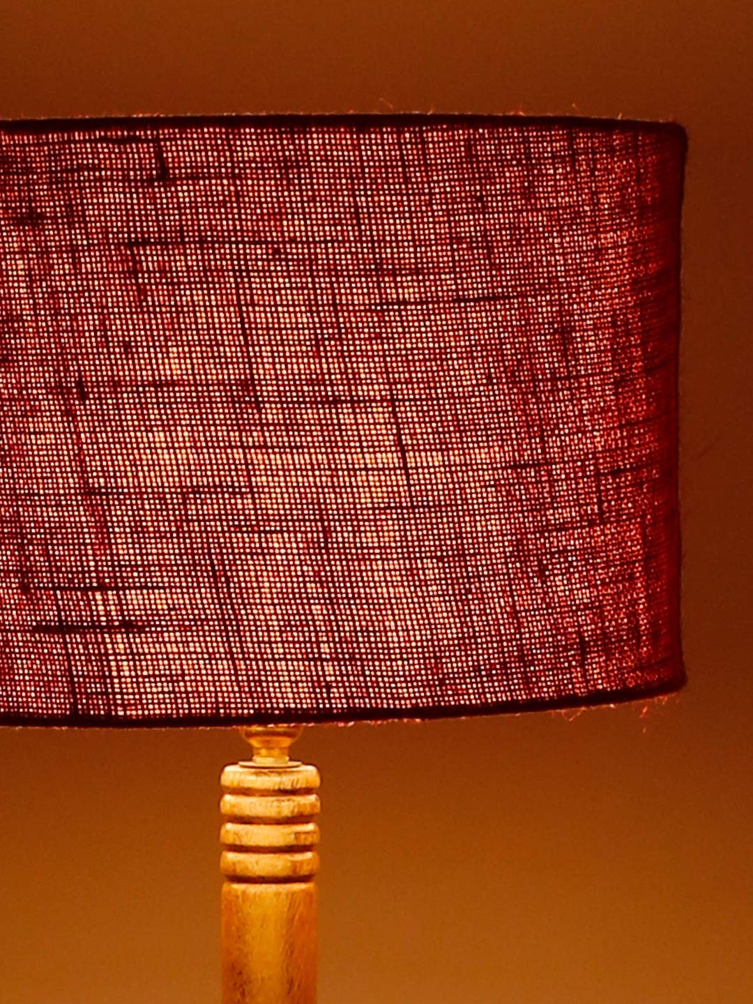Maroon Jute Drum Shade Wood Natural Table Floor lamp