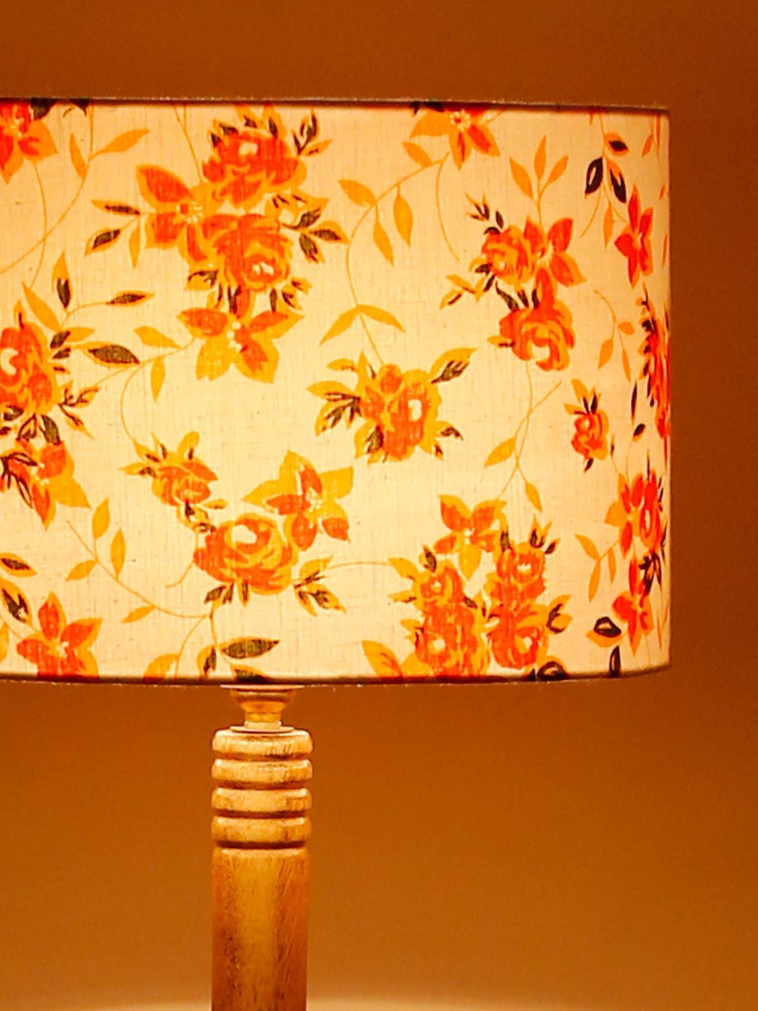 Multicolor Cotton Drum Shade Wood Natural Table Floor lamp