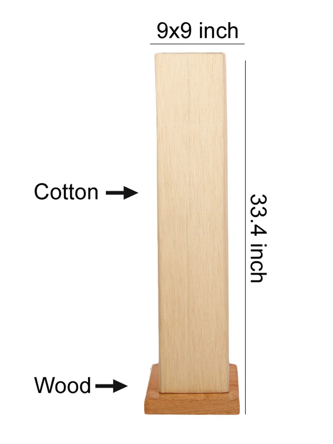 Off-White Square Cotton Shade Floor lamp with Wood Base .(Off-White,Cotton)