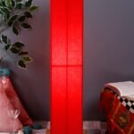Red Square Cotton Shade Floor lamp with Wood Base .(Red,Cotton)