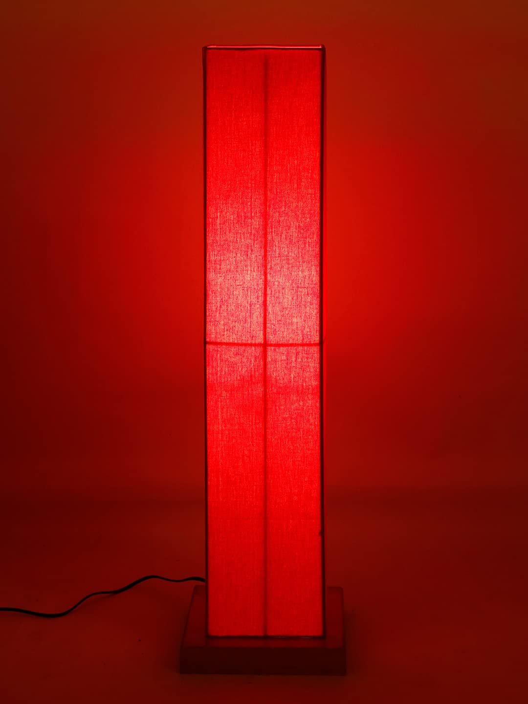 Red Square Cotton Shade Floor lamp with Wood Base .(Red,Cotton)
