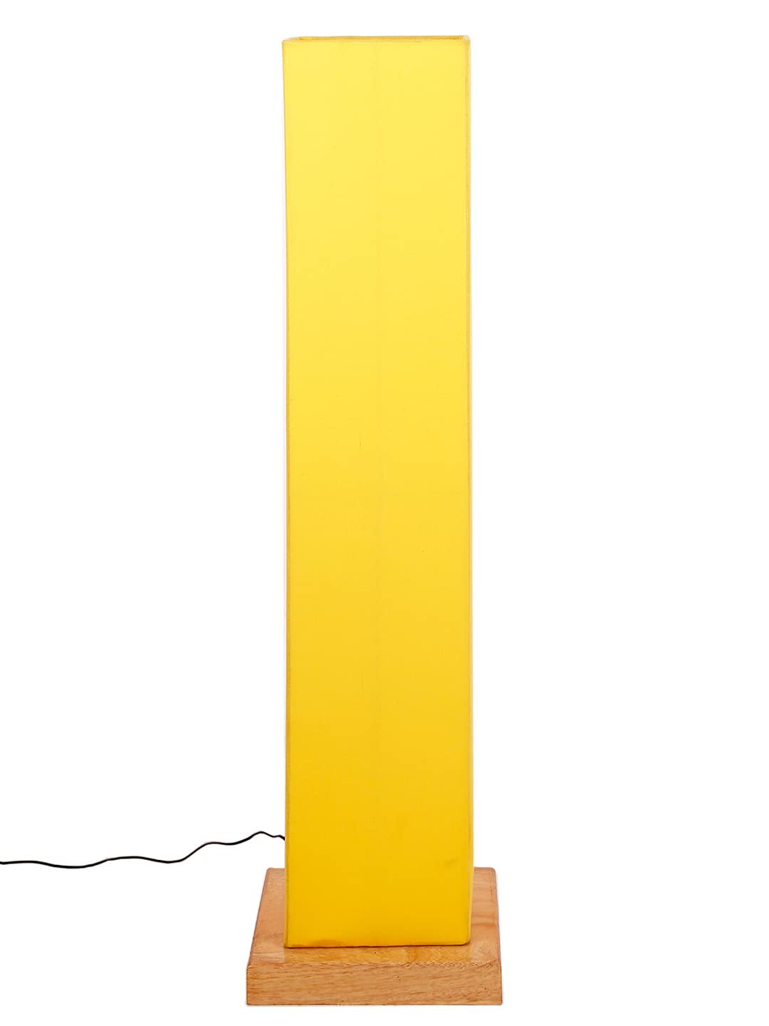 Yellow Square Cotton Shade Floor lamp with Wood Base .(Yellow,Cotton)