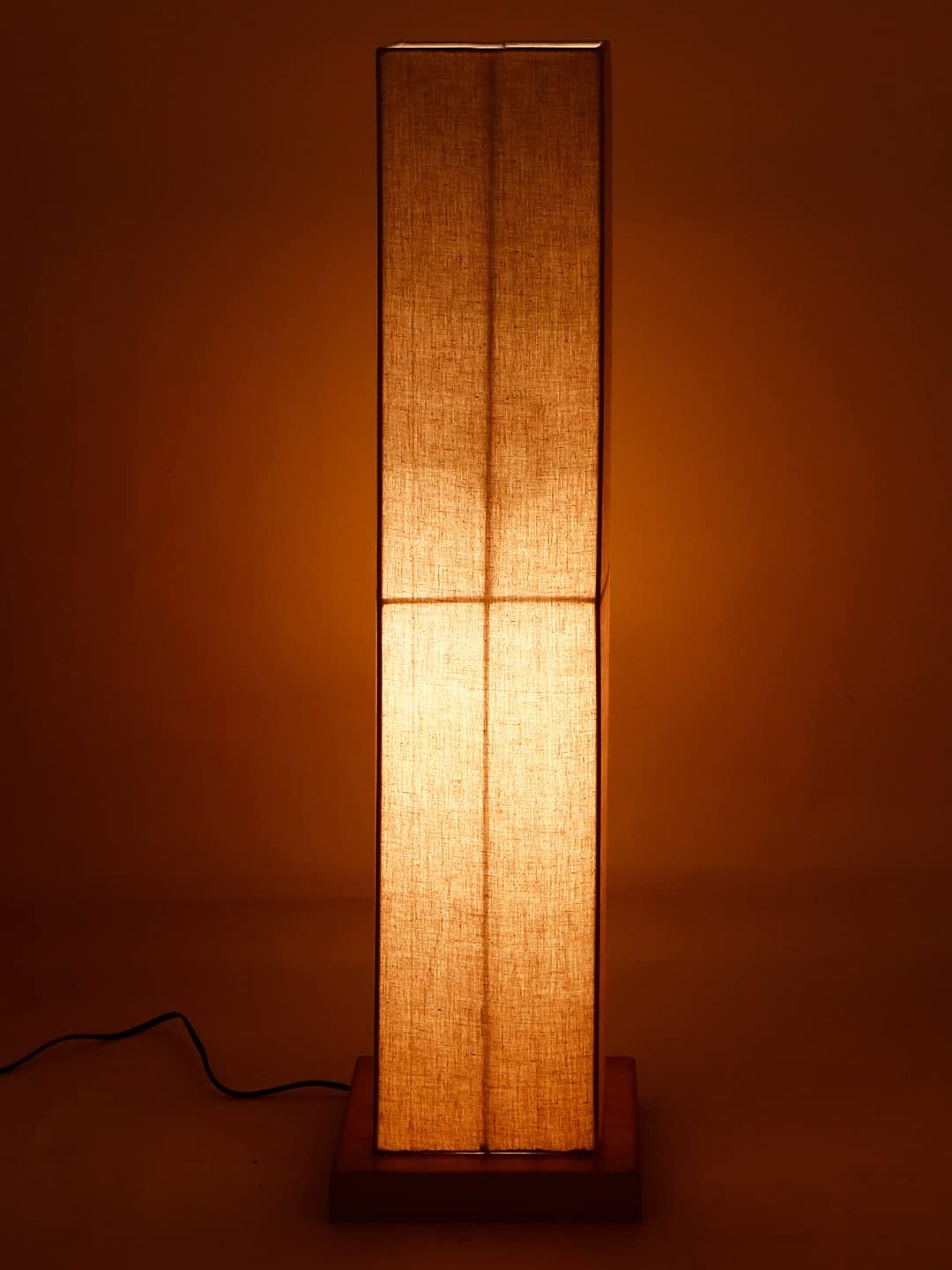 Grey Square Cotton Shade Floor lamp with Wood Base .(Grey, Cotton)