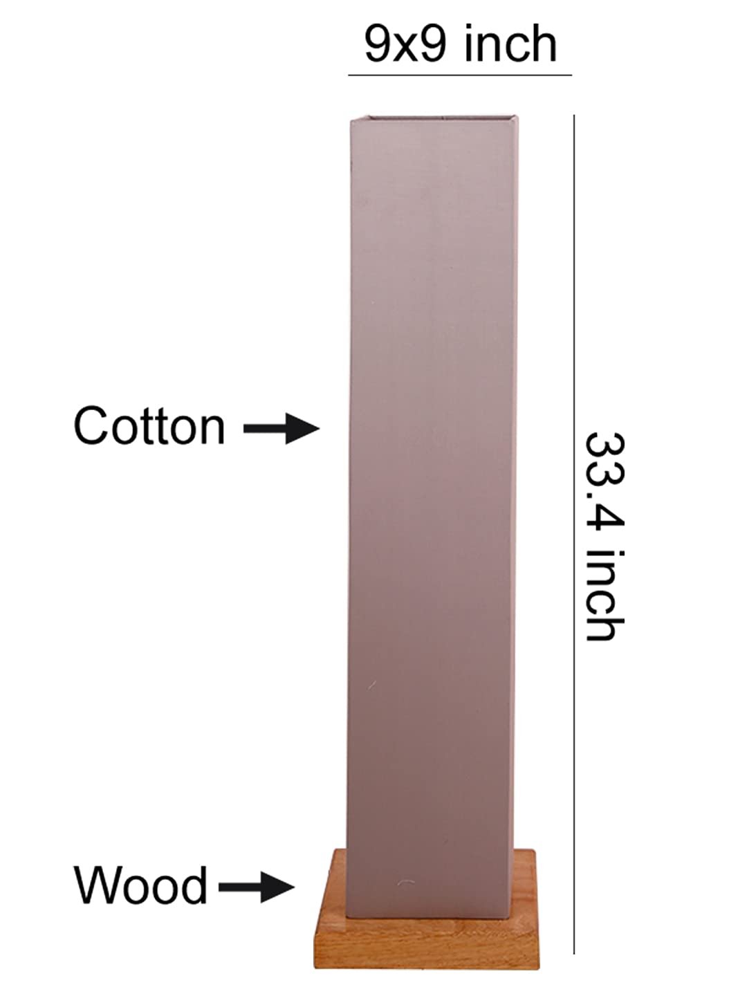 Grey Square Cotton Shade Floor lamp with Wood Base .(Grey, Cotton)