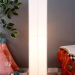 Multicolor Square Cotton Shade Floor lamp with Wood Base .(Multicolor,Cotton)