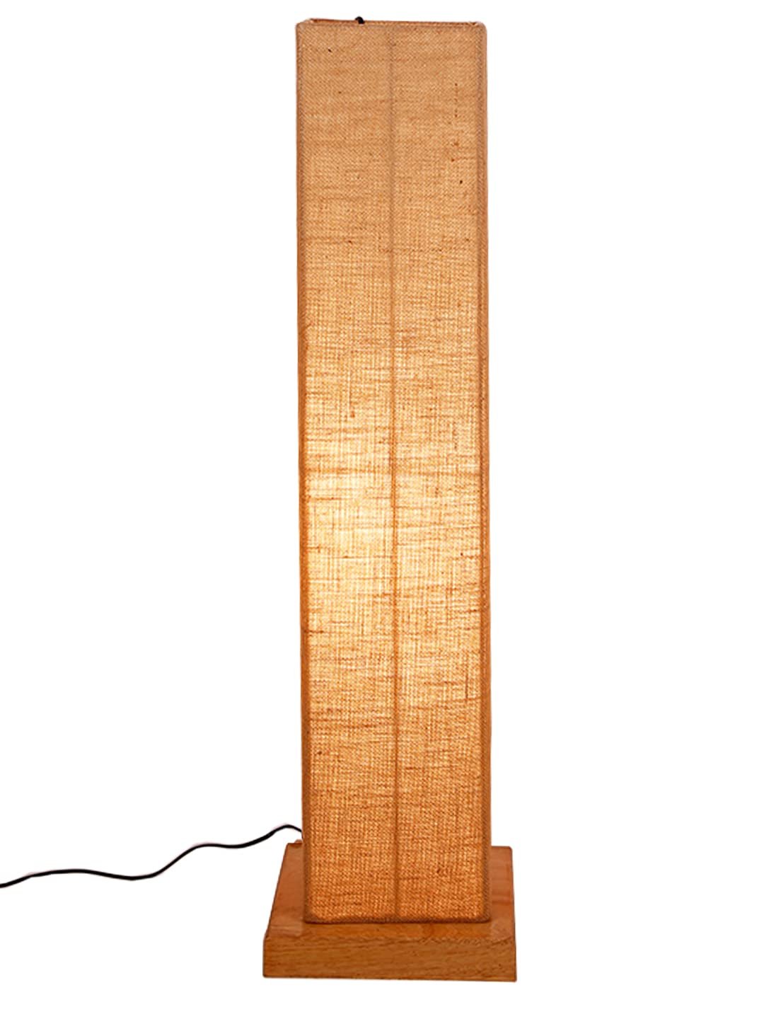 Beige Jute Square Shade Floor lamp with Wood Base .(Beige,Jute)