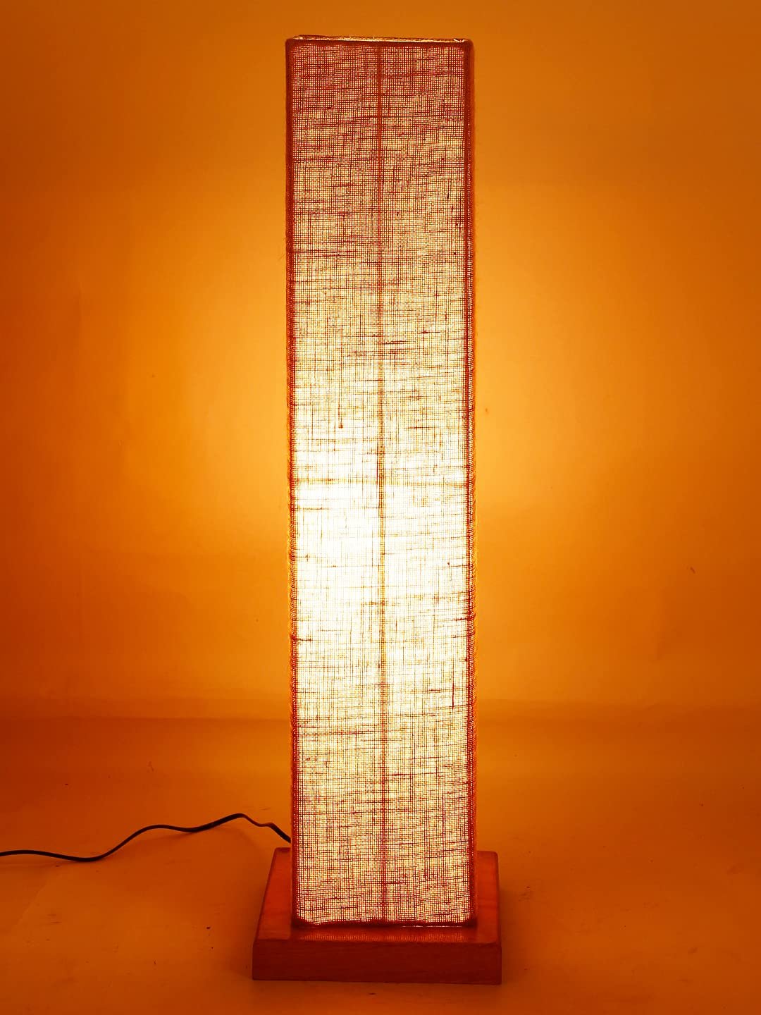 Beige Jute Square Shade Floor lamp with Wood Base .(Beige,Jute)