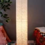 White Jute Square Shade Floor lamp with Wood Base .(White,Jute)