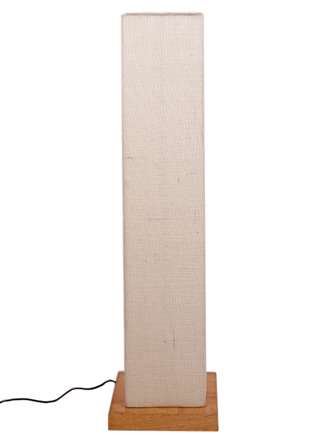 White Jute Square Shade Floor lamp with Wood Base .(White,Jute)
