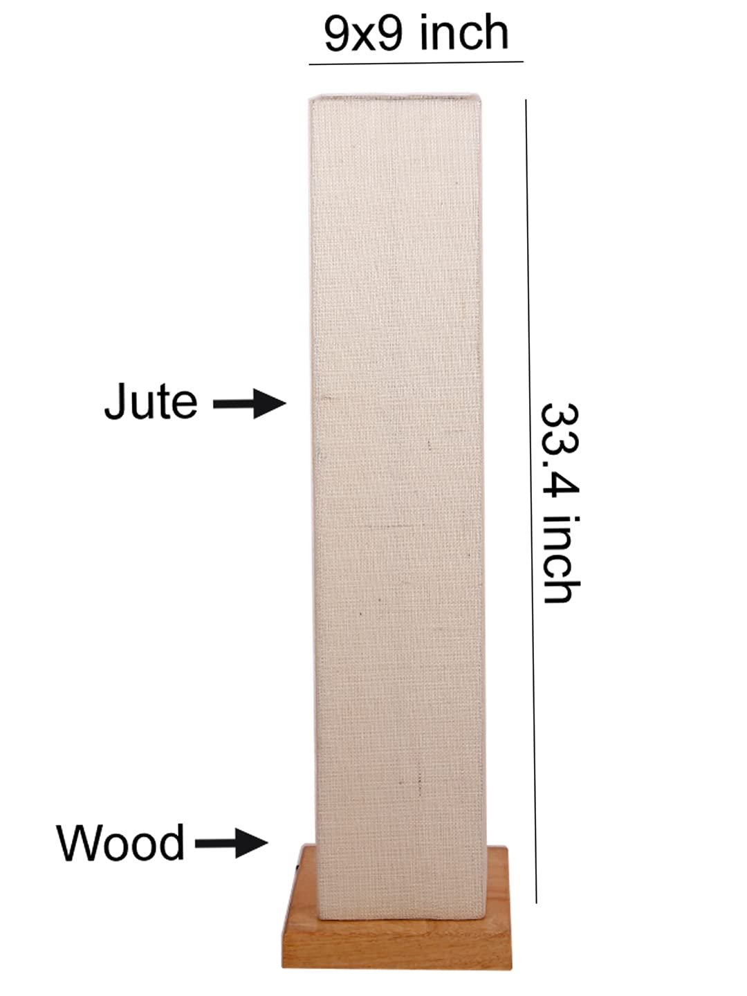 White Jute Square Shade Floor lamp with Wood Base .(White,Jute)