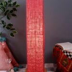 Pink Jute Square Shade Floor lamp with Wood Base .(Pink,Jute)