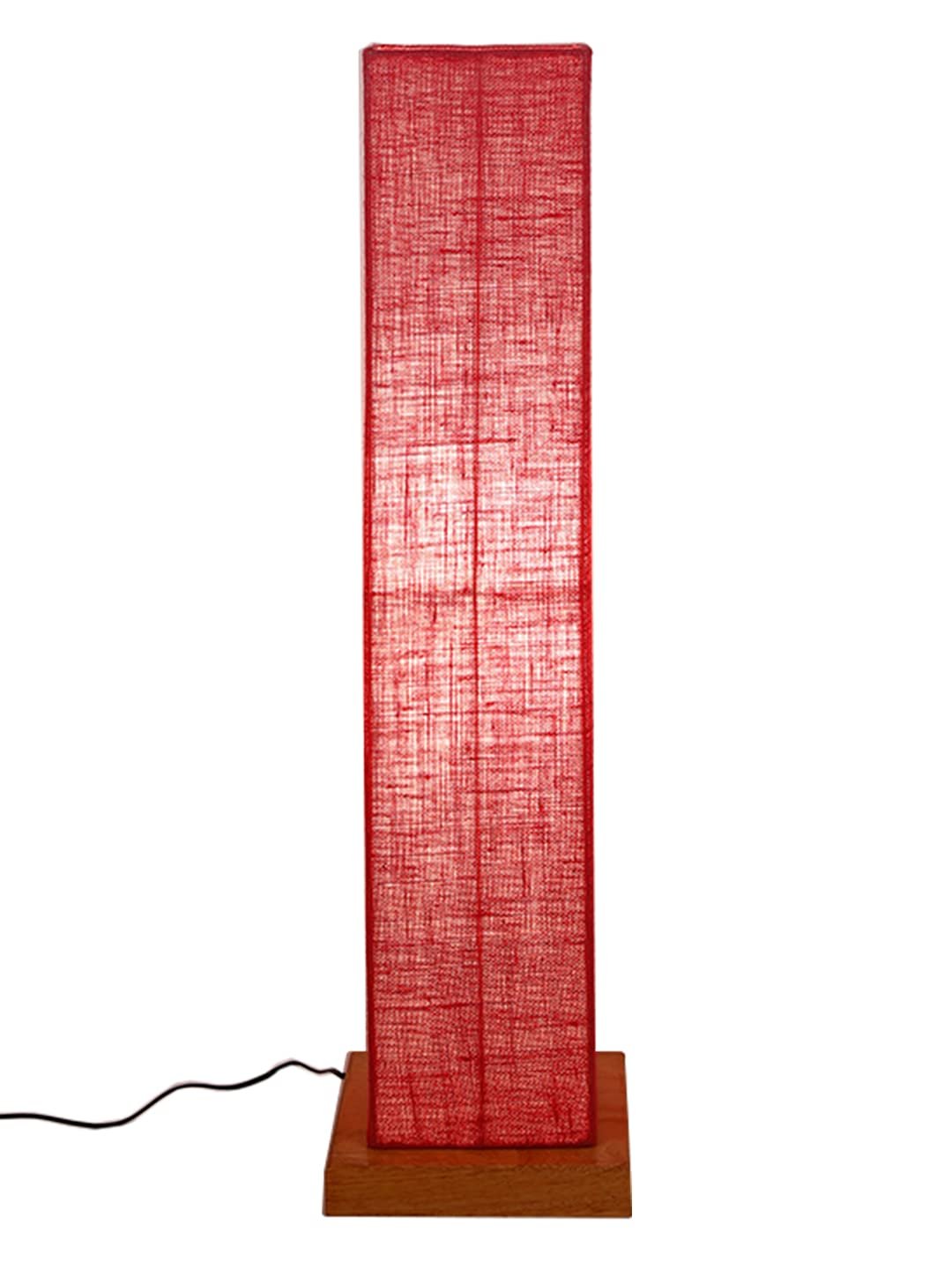Pink Jute Square Shade Floor lamp with Wood Base .(Pink,Jute)
