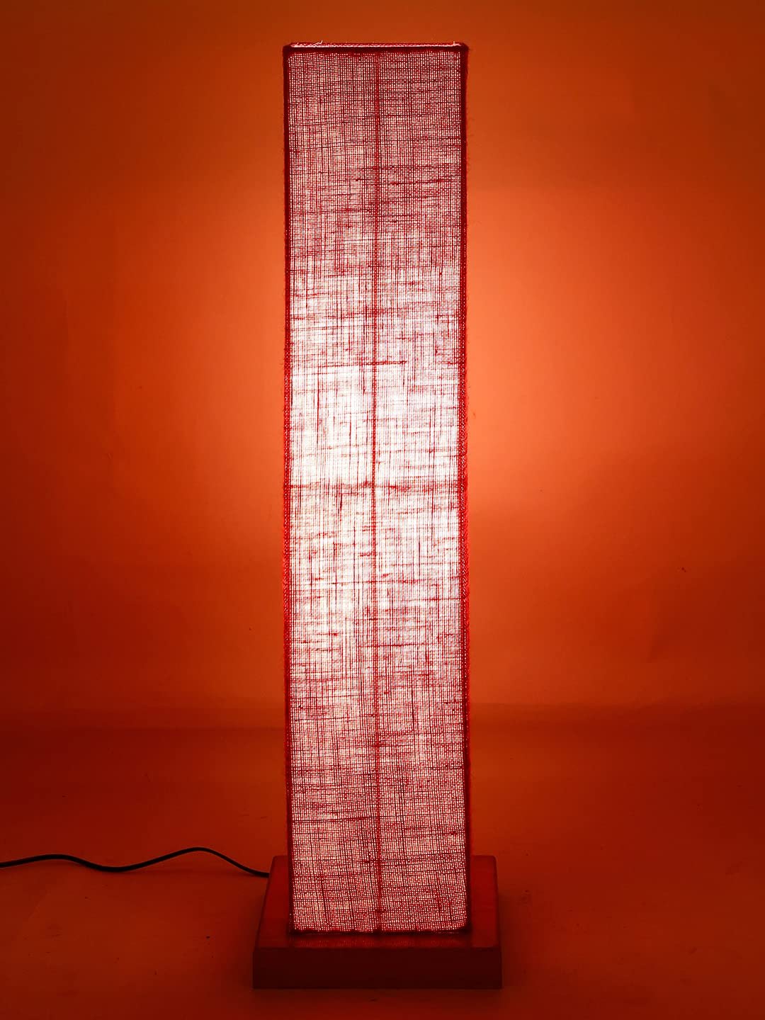 Pink Jute Square Shade Floor lamp with Wood Base .(Pink,Jute)