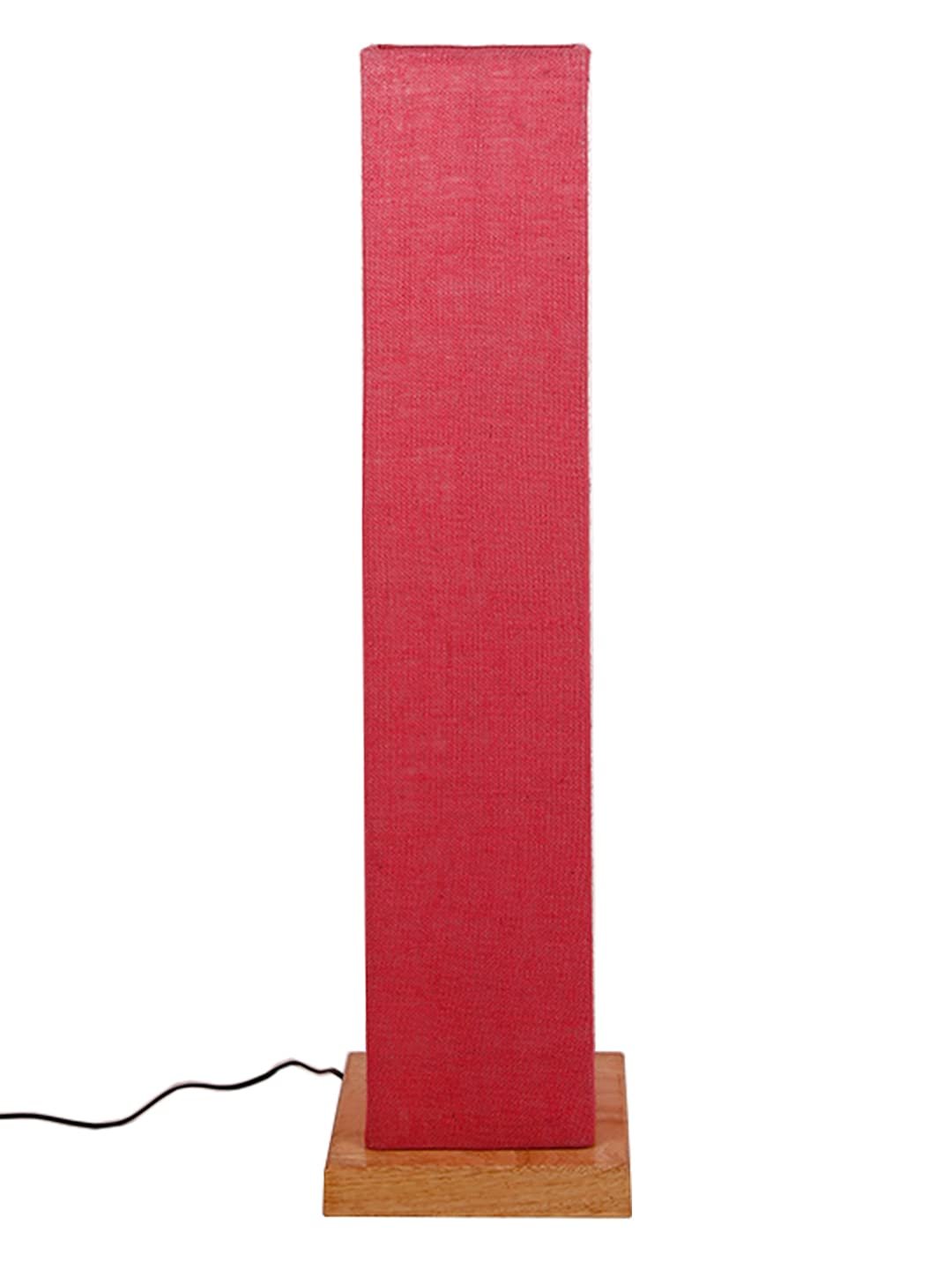 Pink Jute Square Shade Floor lamp with Wood Base .(Pink,Jute)