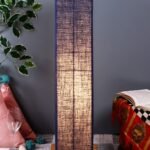 Blue Jute Square Shade Floor lamp with Wood Base .(Blue,Jute)