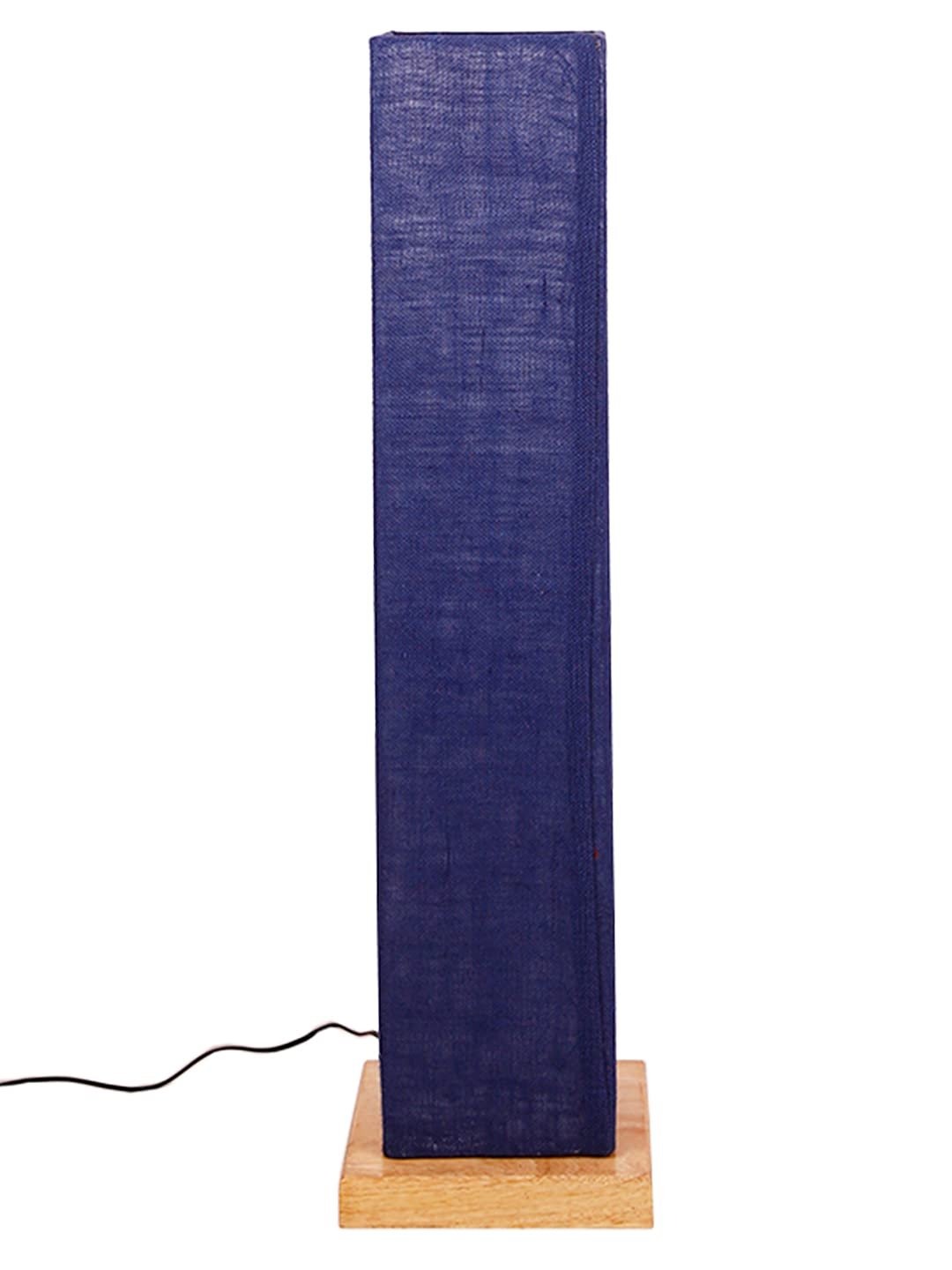 Blue Jute Square Shade Floor lamp with Wood Base .(Blue,Jute)