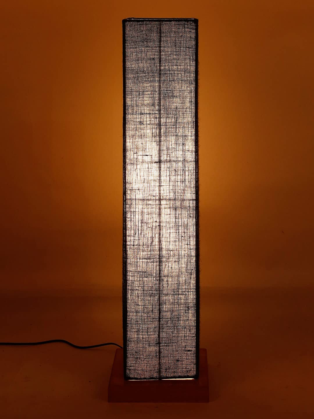 Blue Jute Square Shade Floor lamp with Wood Base .(Blue,Jute)