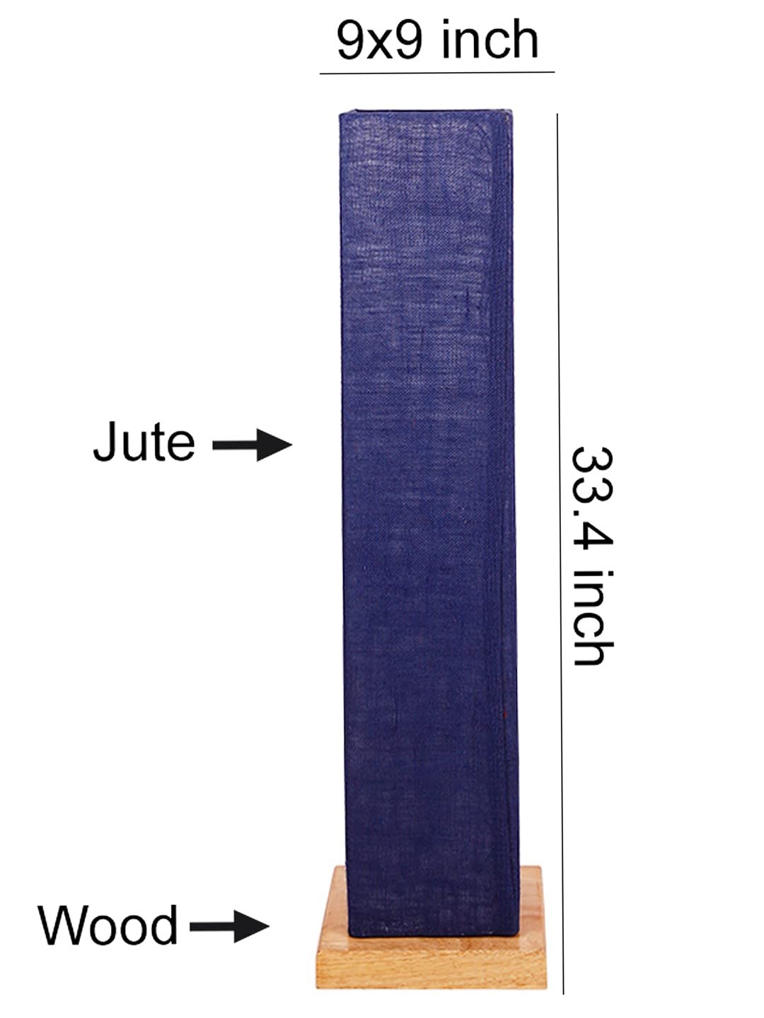 Blue Jute Square Shade Floor lamp with Wood Base .(Blue,Jute)
