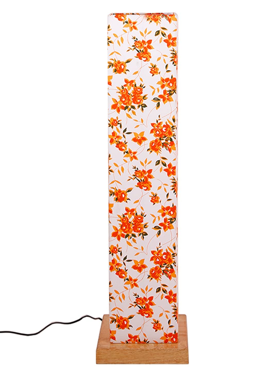 Multicolor Square Cotton Shade Floor lamp with Wood Base .(Multicolor, Cotton)