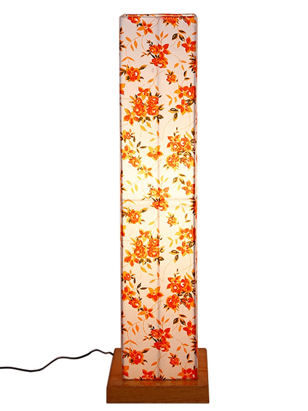 Multicolor Square Cotton Shade Floor lamp with Wood Base .(Multicolor, Cotton)
