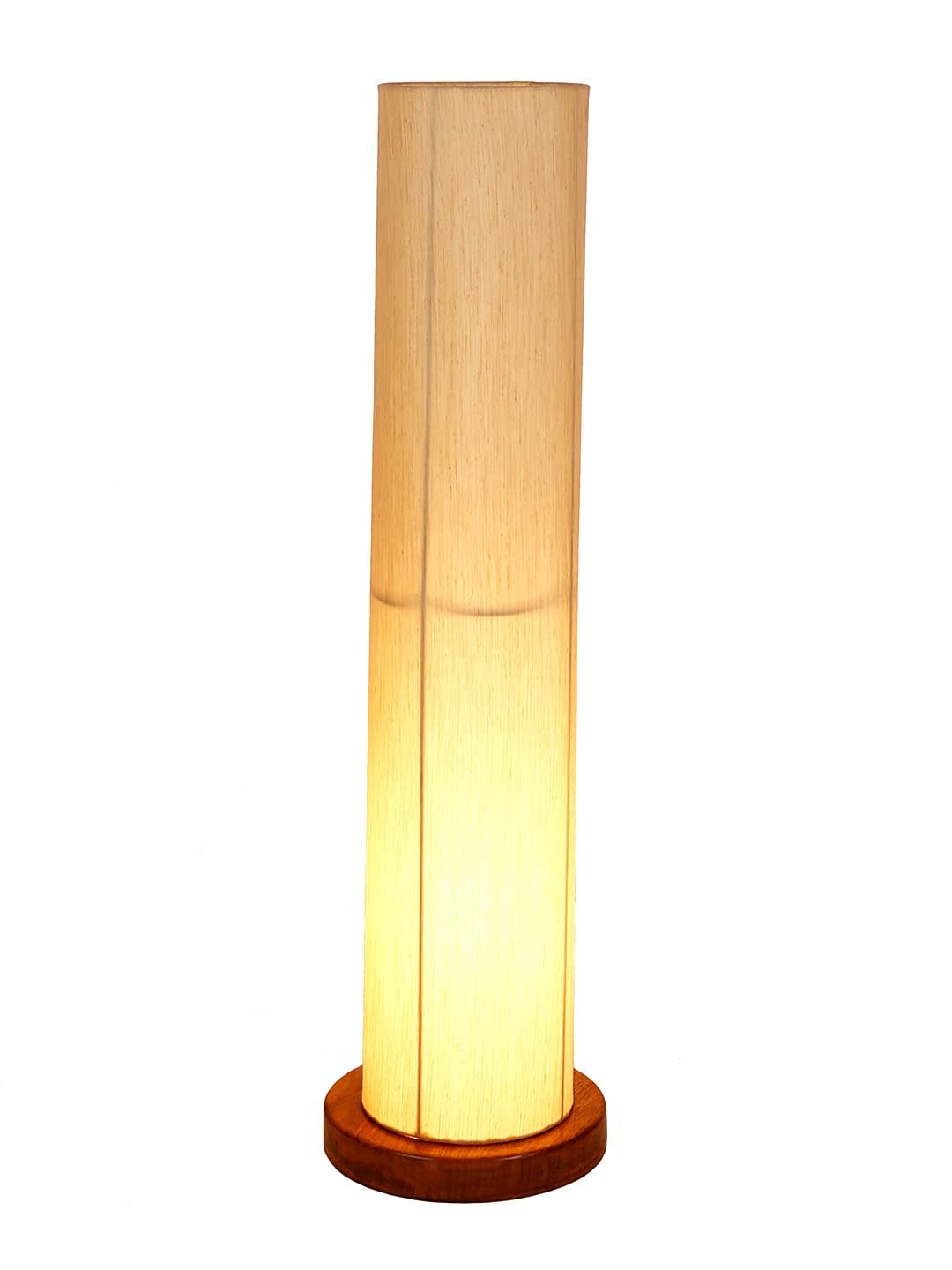 Off-White Round Cotton Shade Floor lamp with Wood Base .(Off-White,Cotton)