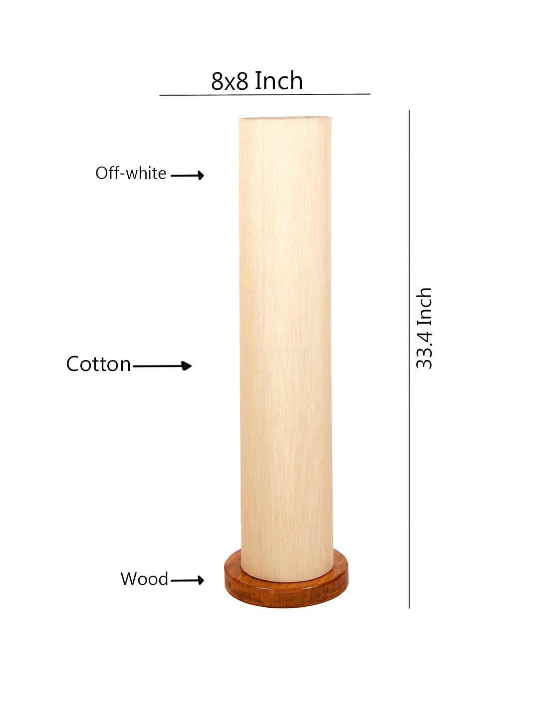 Off-White Round Cotton Shade Floor lamp with Wood Base .(Off-White,Cotton)
