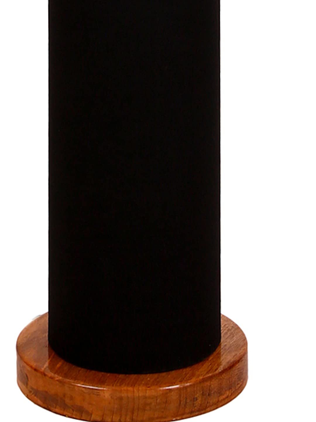 Black Round Cotton Shade Floor lamp with Wood Base .(Black,Cotton)