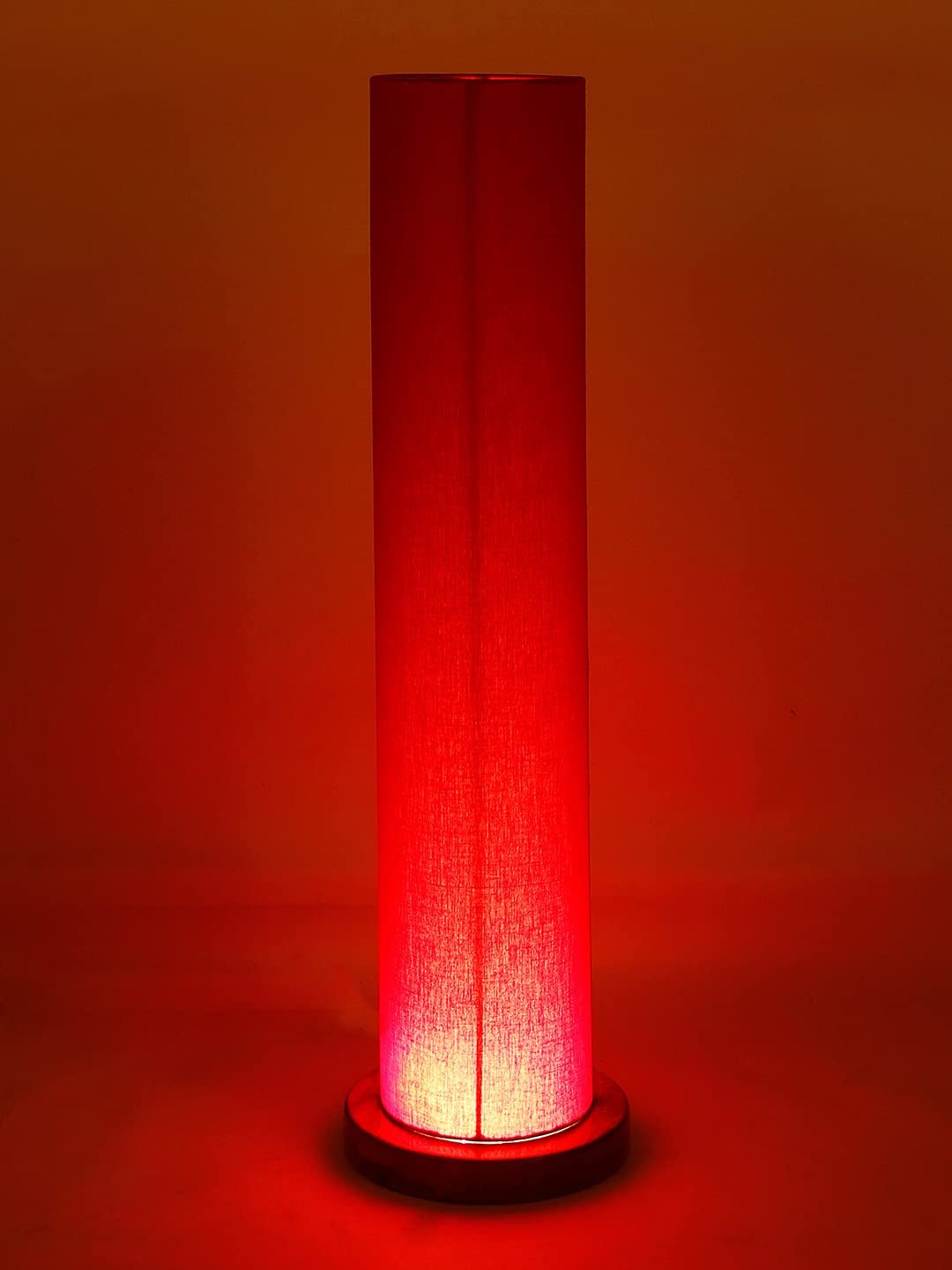 Red Round Cotton Shade Floor lamp with Wood Base .(Red,Cotton)