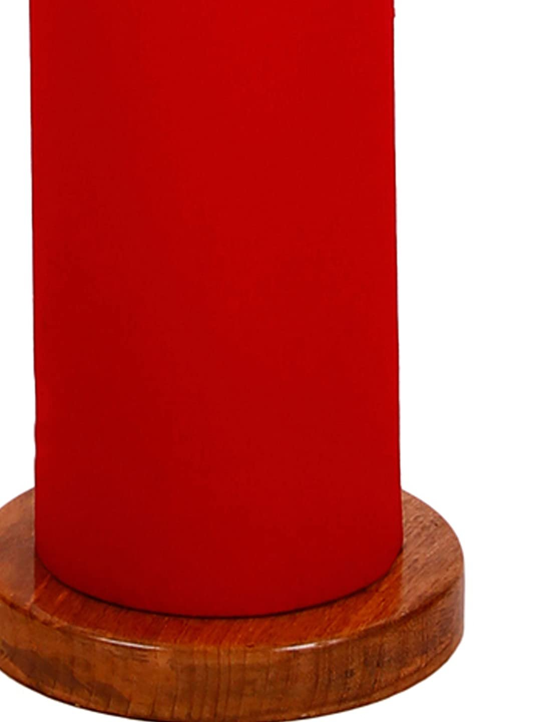 Red Round Cotton Shade Floor lamp with Wood Base .(Red,Cotton)