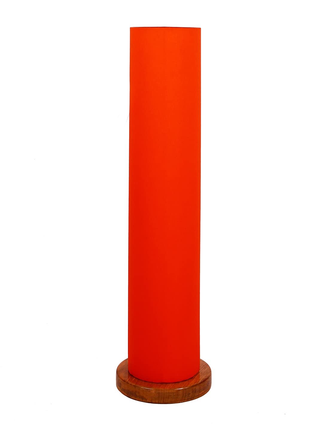 Orange Round Cotton Shade Floor lamp with Wood Base .(Orange,Cotton)