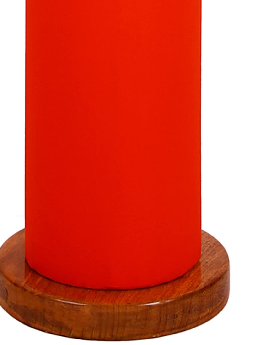 Orange Round Cotton Shade Floor lamp with Wood Base .(Orange,Cotton)