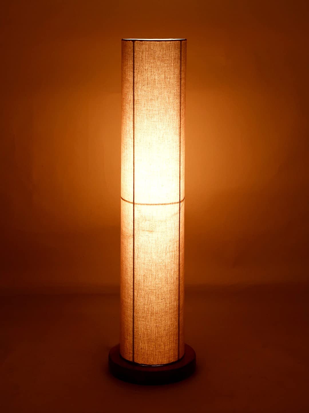 Grey Round Cotton Shade Floor lamp with Wood Base .(Grey, Cotton)