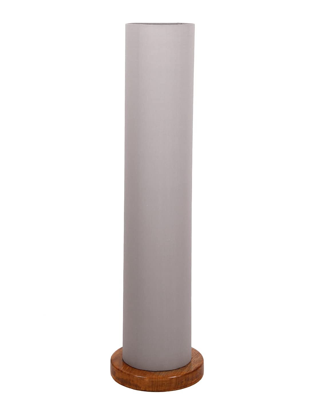Grey Round Cotton Shade Floor lamp with Wood Base .(Grey, Cotton)