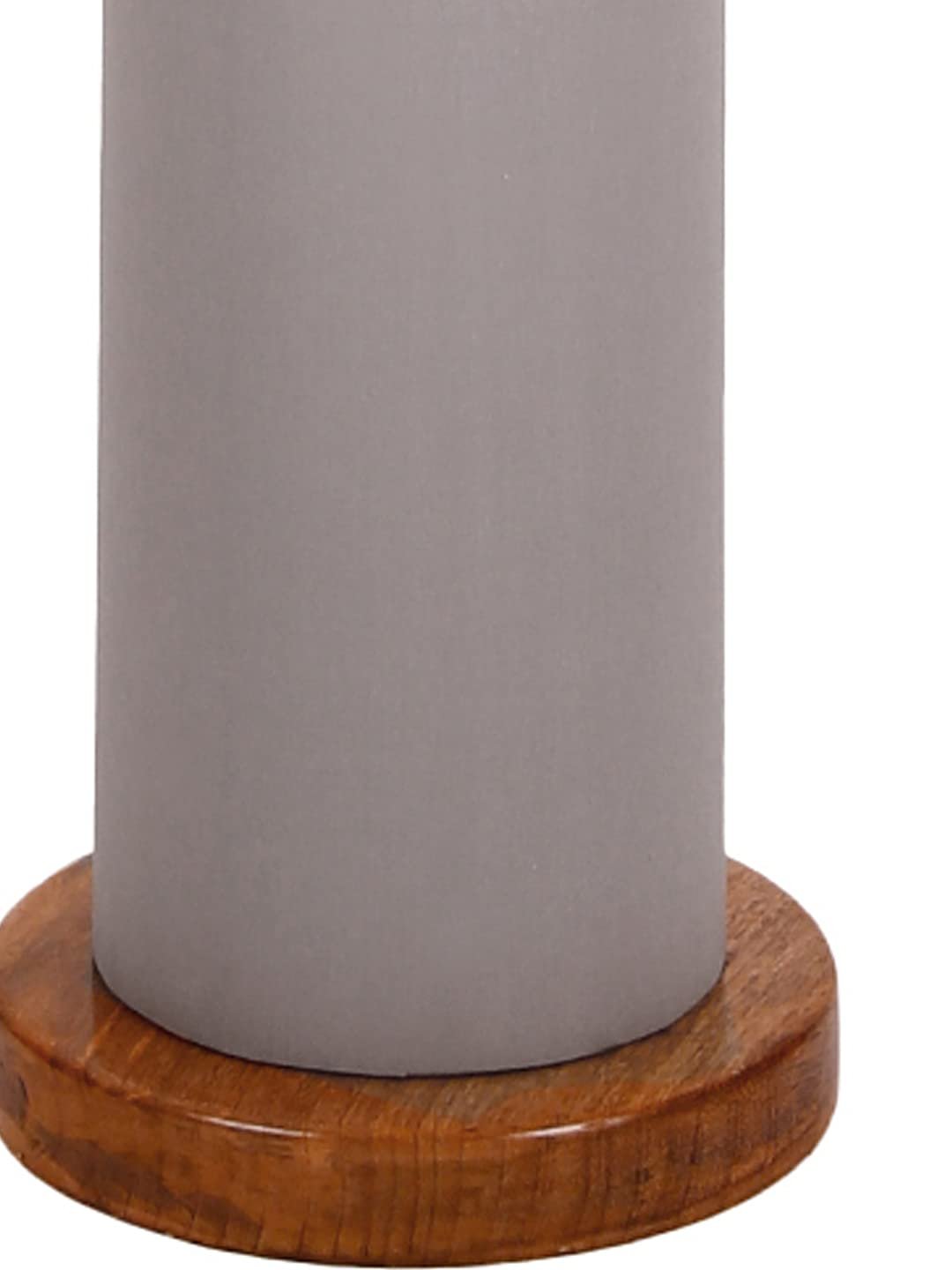 Grey Round Cotton Shade Floor lamp with Wood Base .(Grey, Cotton)