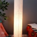 White Jute Round Shade Floor lamp with Wood Base .(White,Jute)